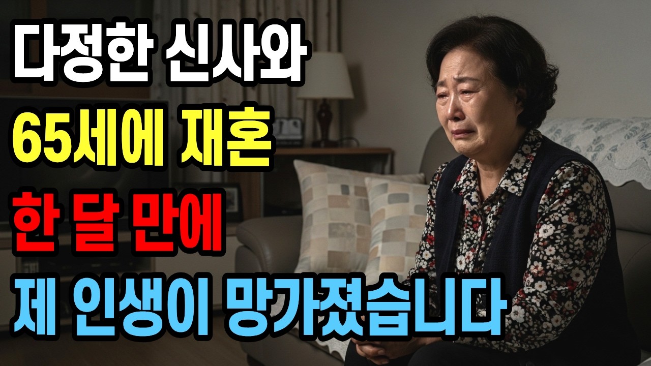 다정한 신사와 65세에 재혼 한 달 만에 제 인생이 망가졌습니다 | 노년의 삶의 지혜 행복한 황혼재혼 황혼이혼 부부갈등 사연 이야기 오디오북