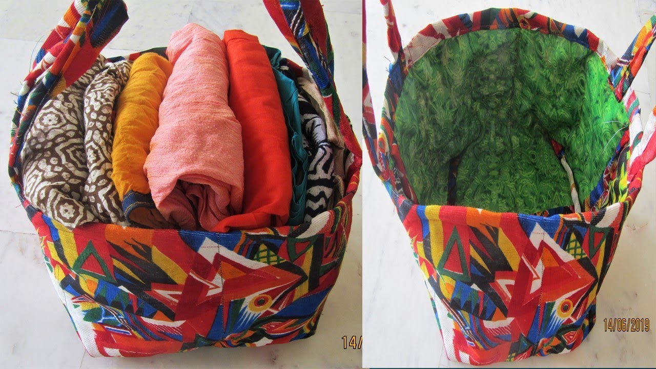 कपड़ों को संभाल के रखने के लिए बनाएं ये सुन्दर बास्केट Big storage Bag | Clothes organizer idea