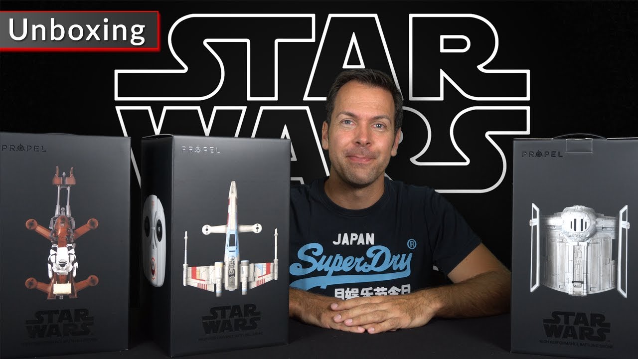 Star Wars Drohnen: Unboxing des TIE Fighter, X-Wing und Speeder Bike von Propel