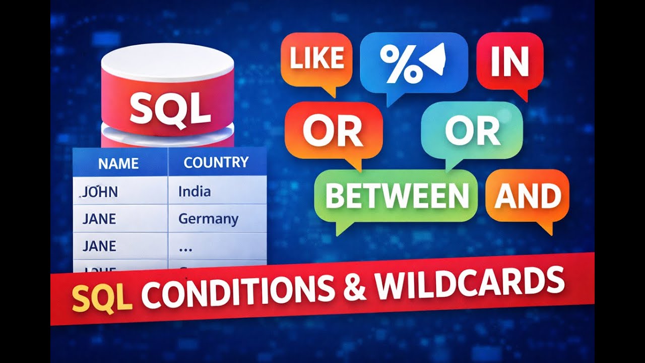 SQL Conditions Explained | LIKE, Wildcards, IN, OR, BETWEEN & AND with Examples