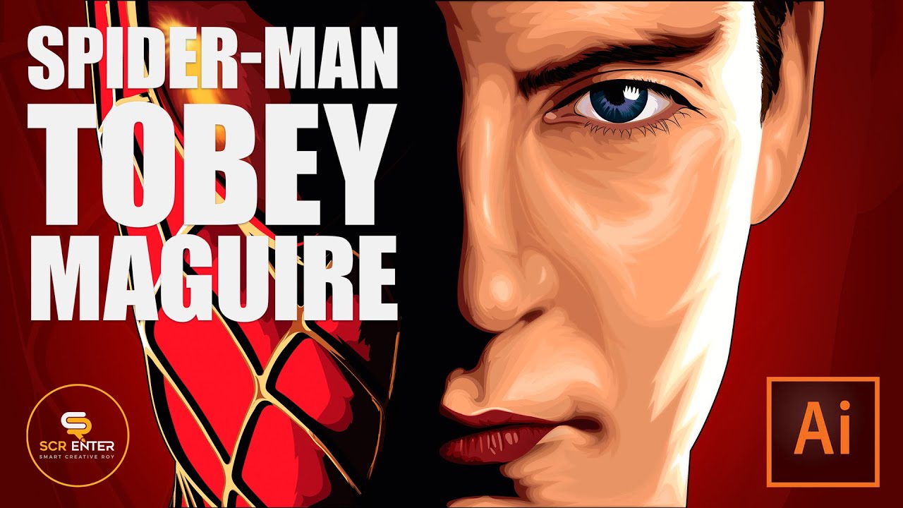Tobey Maguire | Spiderman One | Vector Art | Vector Portrait | Speed Art | Adobe Illustrator