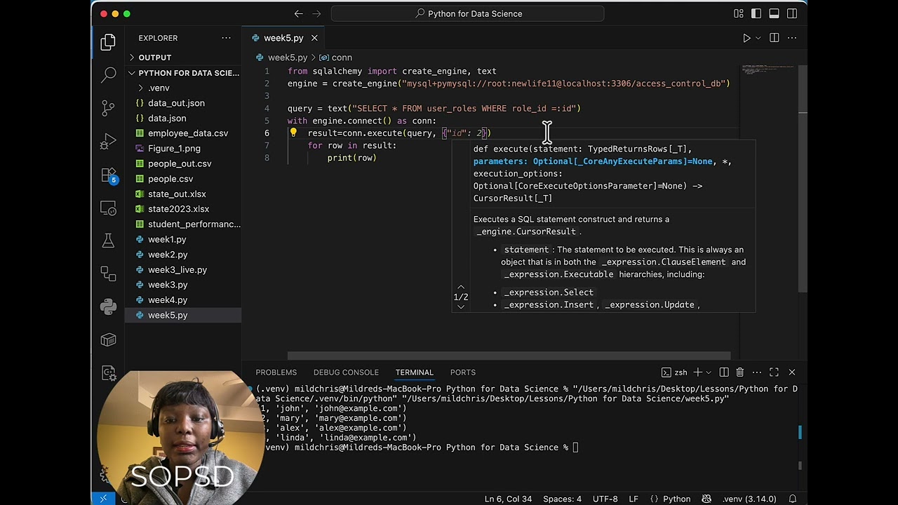 Week 5 Lesson1 - Connecting to database Python SQLAlchemy ORM