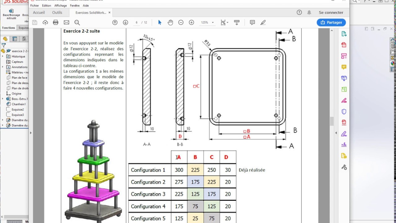 SolidWorks tutorial CSWA Plaque percée #2 : Configurations