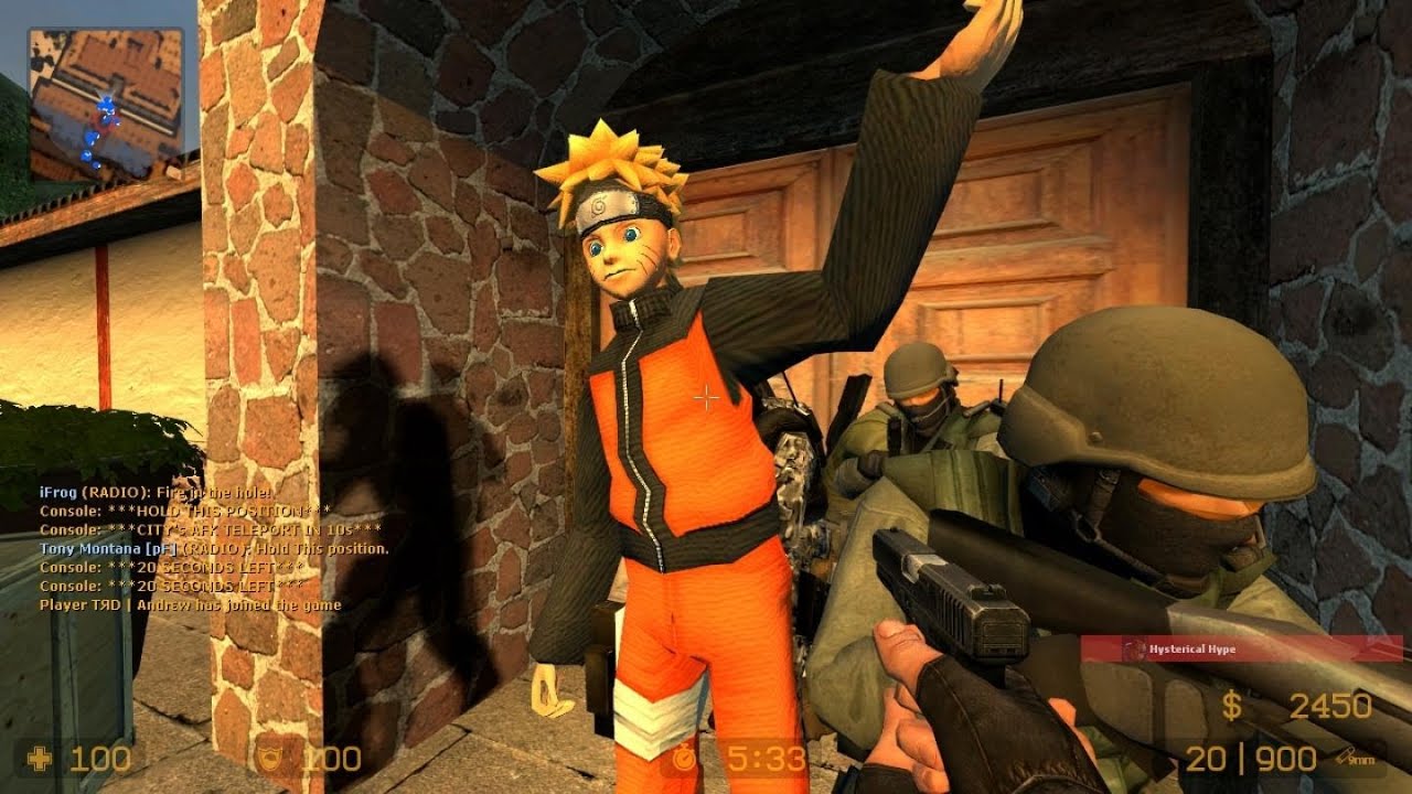 Counter Strike Source Zombie Escape mod online gameplay on Naruto map