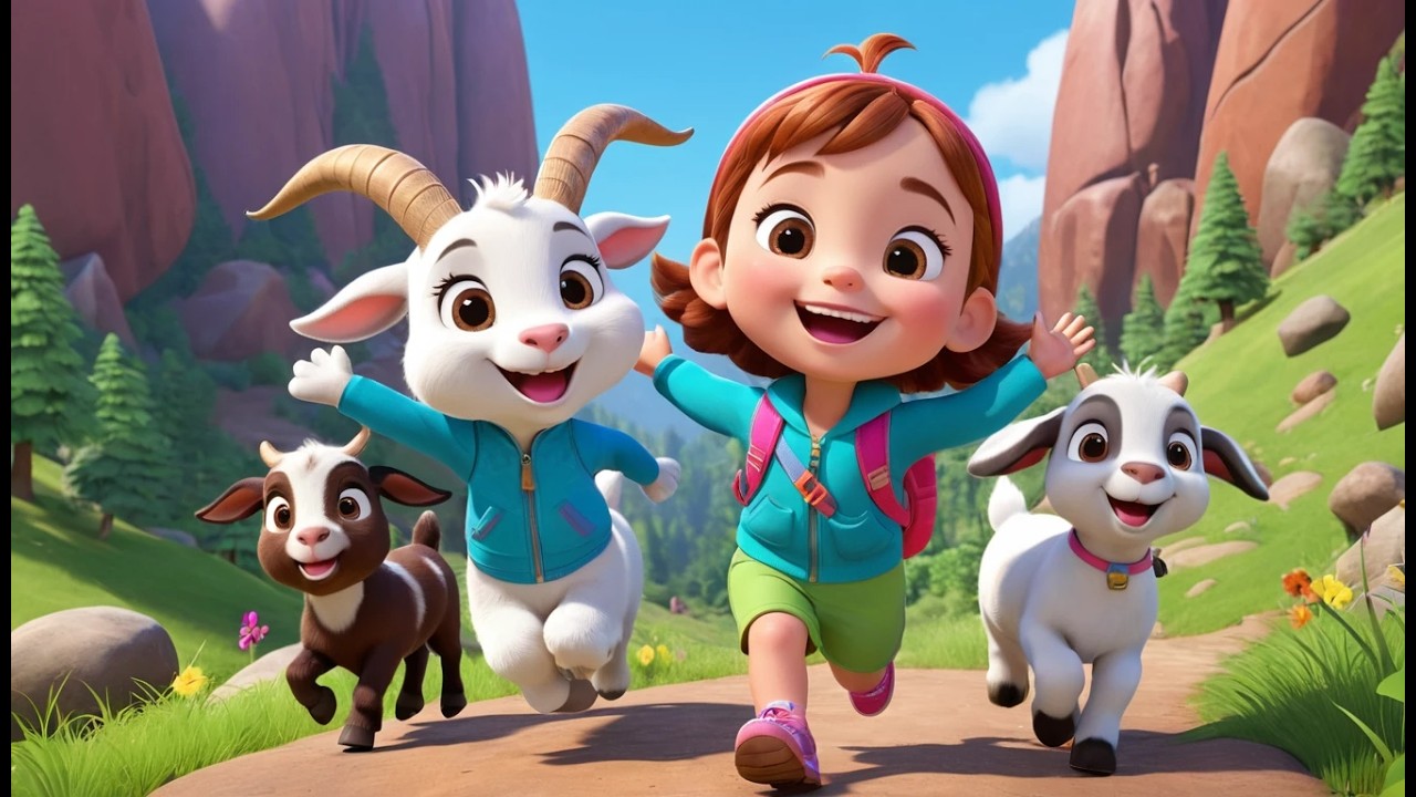 Four Little GoatsRocky Path Adventure 🪨 | Exciting Farm Counting Song for Kids | Fun Animal Nursery