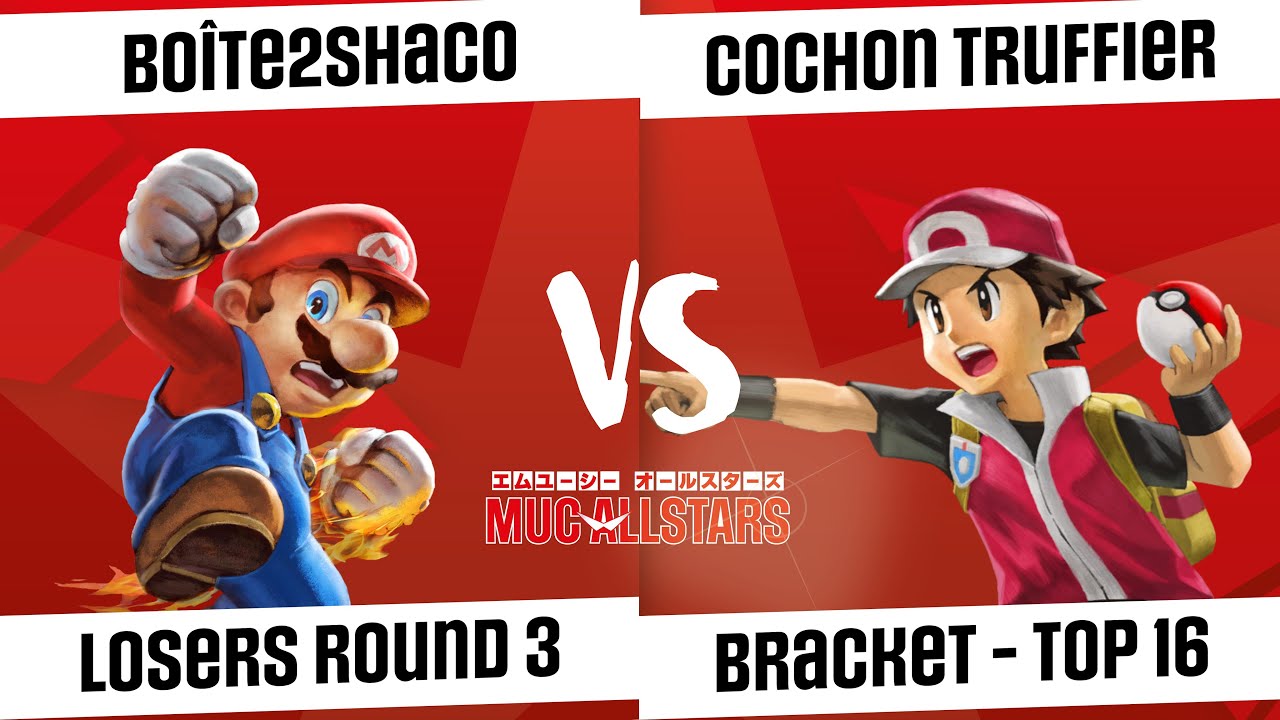 [MUC AllStars #15] Bracket - Top 16 - Boîte2Shaco (Mario) VS Cochon truffier (Pokémon Trainer)