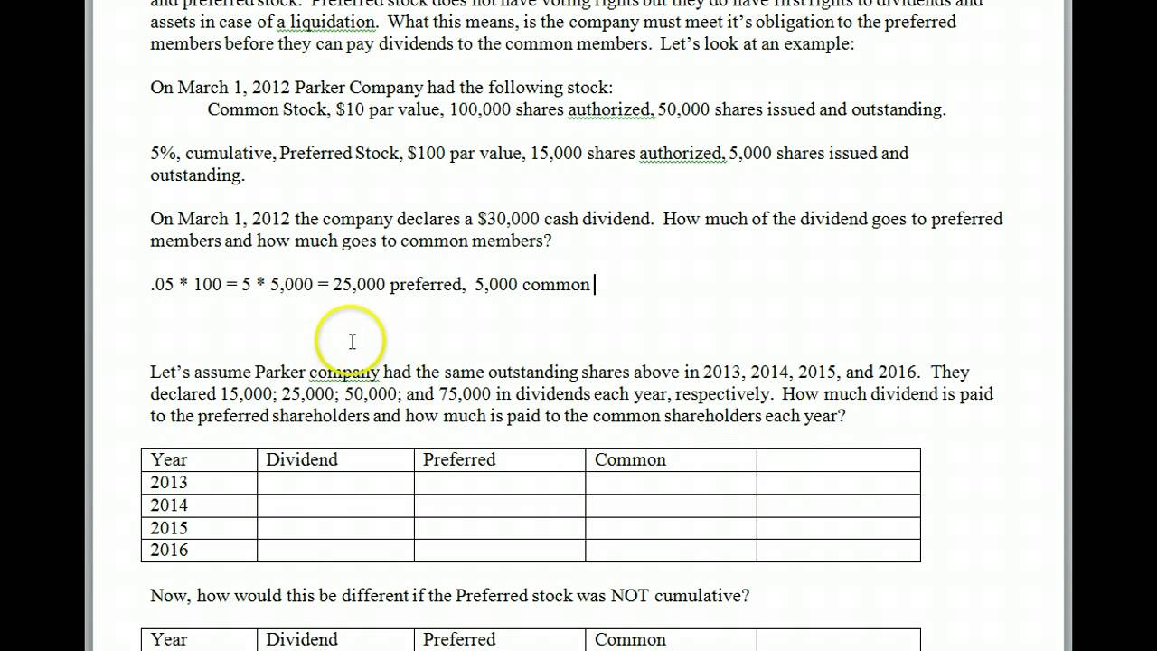 Allocation of Dividends
