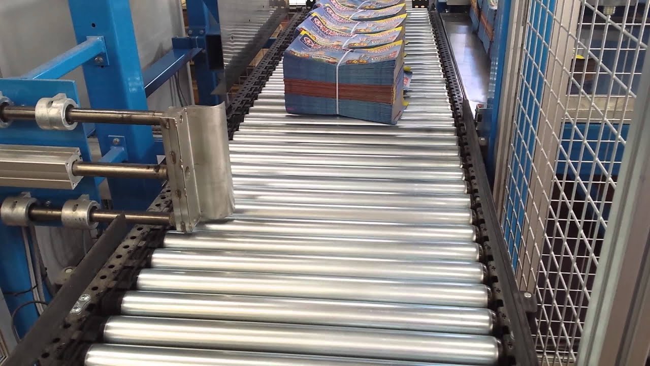 PL20 palletiser with pallet conveyor for printed magazine production