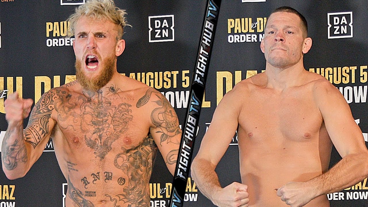 Jake Paul vs Nate Diaz &bull; FULL CEREMONIAL WEIGH IN & FACE OFF VIDEO