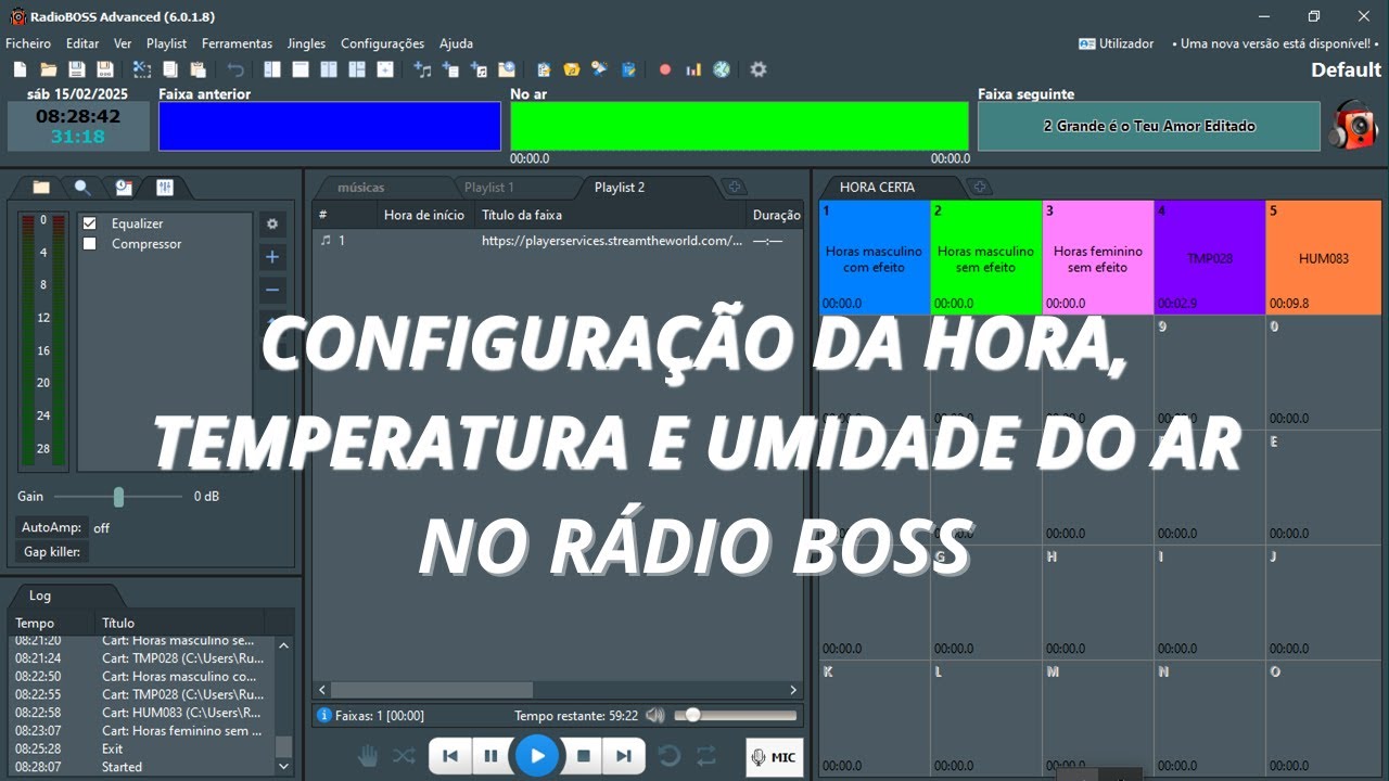 CONFIGURAÇÃO DA HORA, TEMPERATURA E UMIDADE DO AR NO RÁDIO BOSS.
