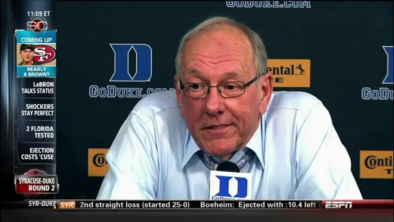 Duke vs Syracuse Jim Boeheim LOSES IT After Controversial Call