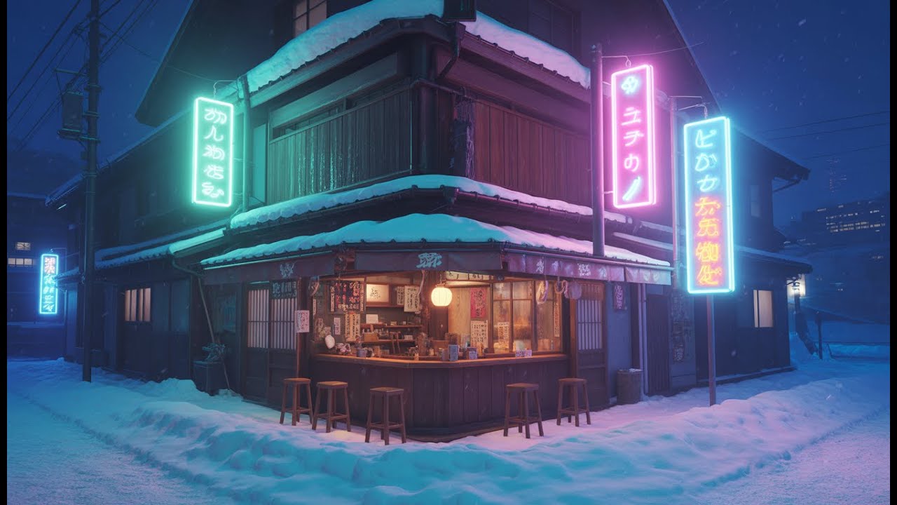 🎶Relaxing Study Lofi | Snowy Tokyo Alleyway For Studying, Sleeping, And Relaxing📚