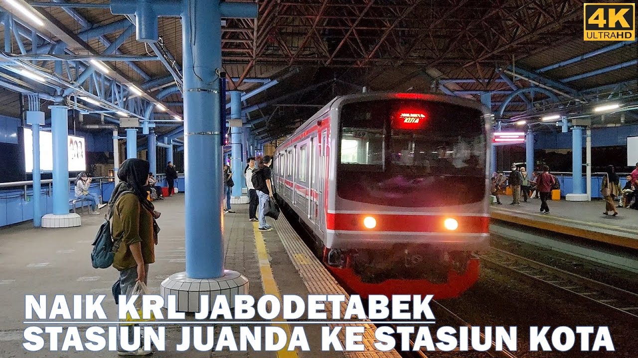 Night at KRL Commuterline Jabodetabek❗from Stasiun Juanda to Kota Tua [Beos] Station - JAKARTA 4K