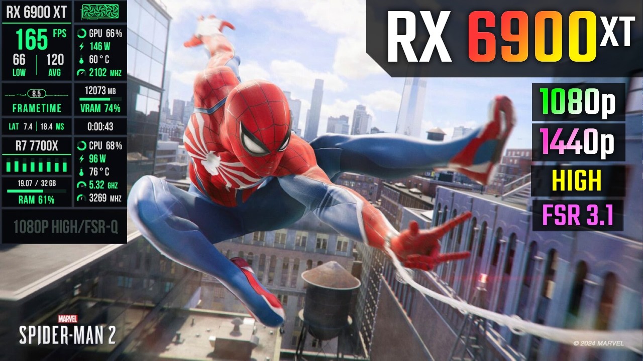 Marvel's Spider-Man 2 | RX 6900 XT | 1080p, 1440p, FSR