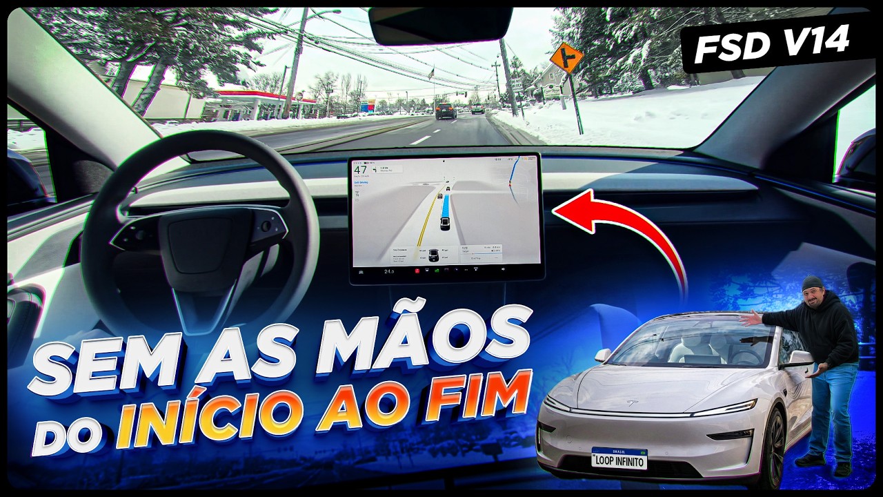 Como é um TESLA que DIRIGE SOZINHO nos EUA com FSD v14!