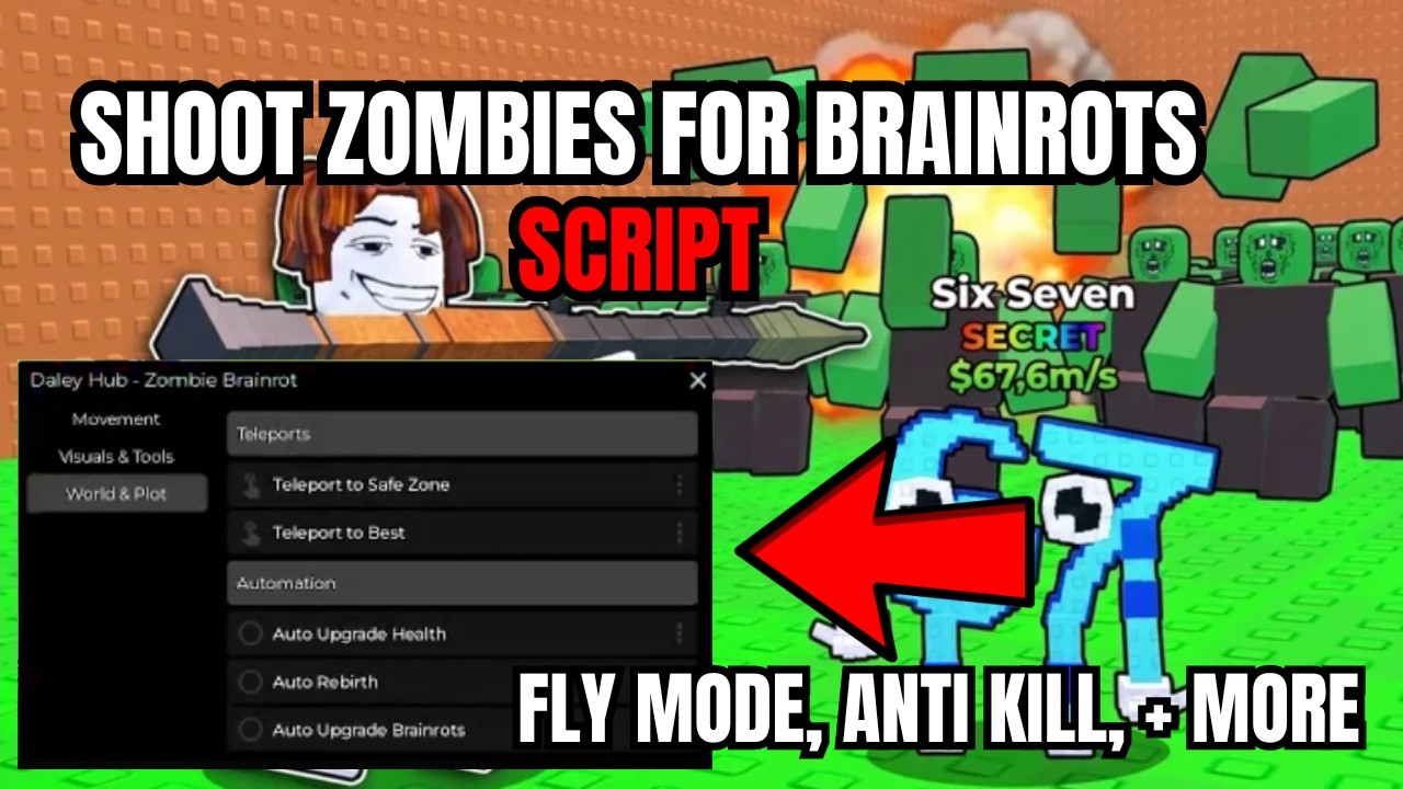 [ NEW, FREE ] Shoot Zombies For Brainrots Script | Anti Kill, Auto Best Brainrot, + More