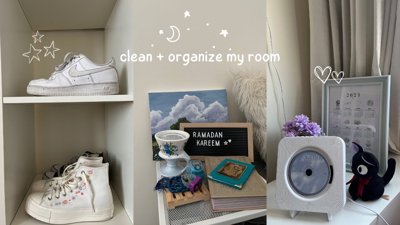 clean + organize my room with me🫧🧸