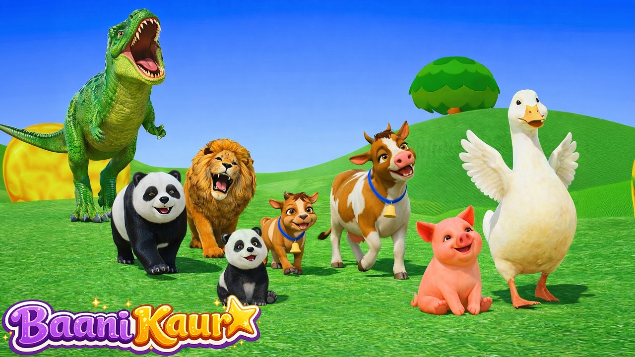 Long Slide Game with Colourful Duck Cow Tiger Gorilla Dog Elephant 3d Animal Game Funny 3d Animals