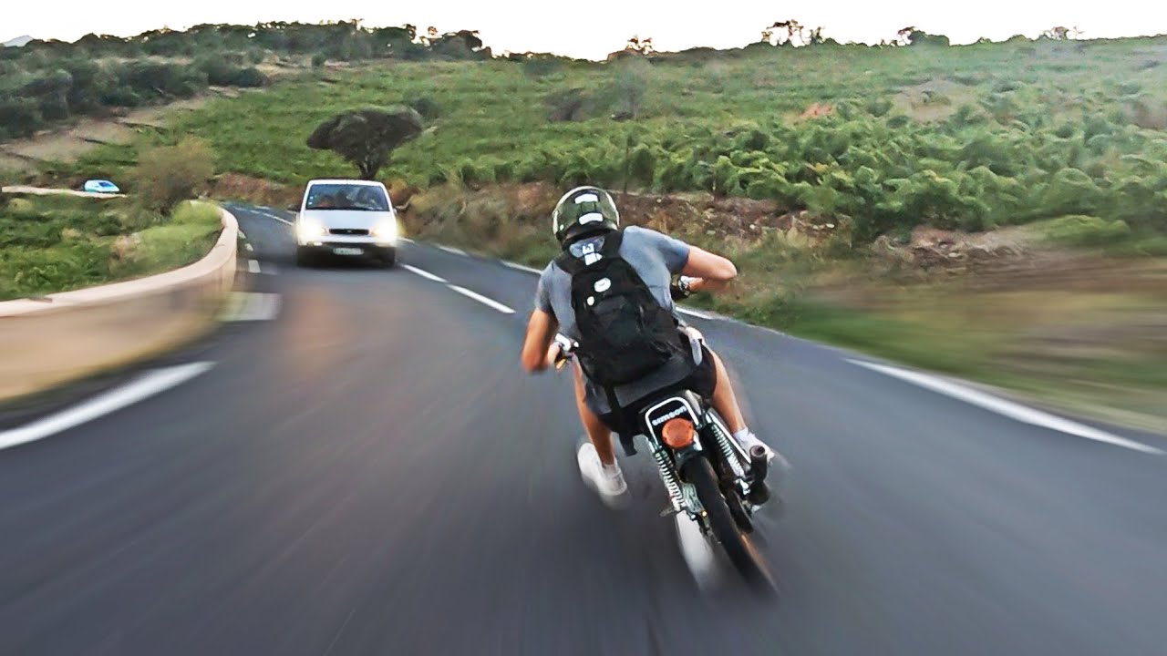EXC 300 chasing tall dude on 90ccm Simson