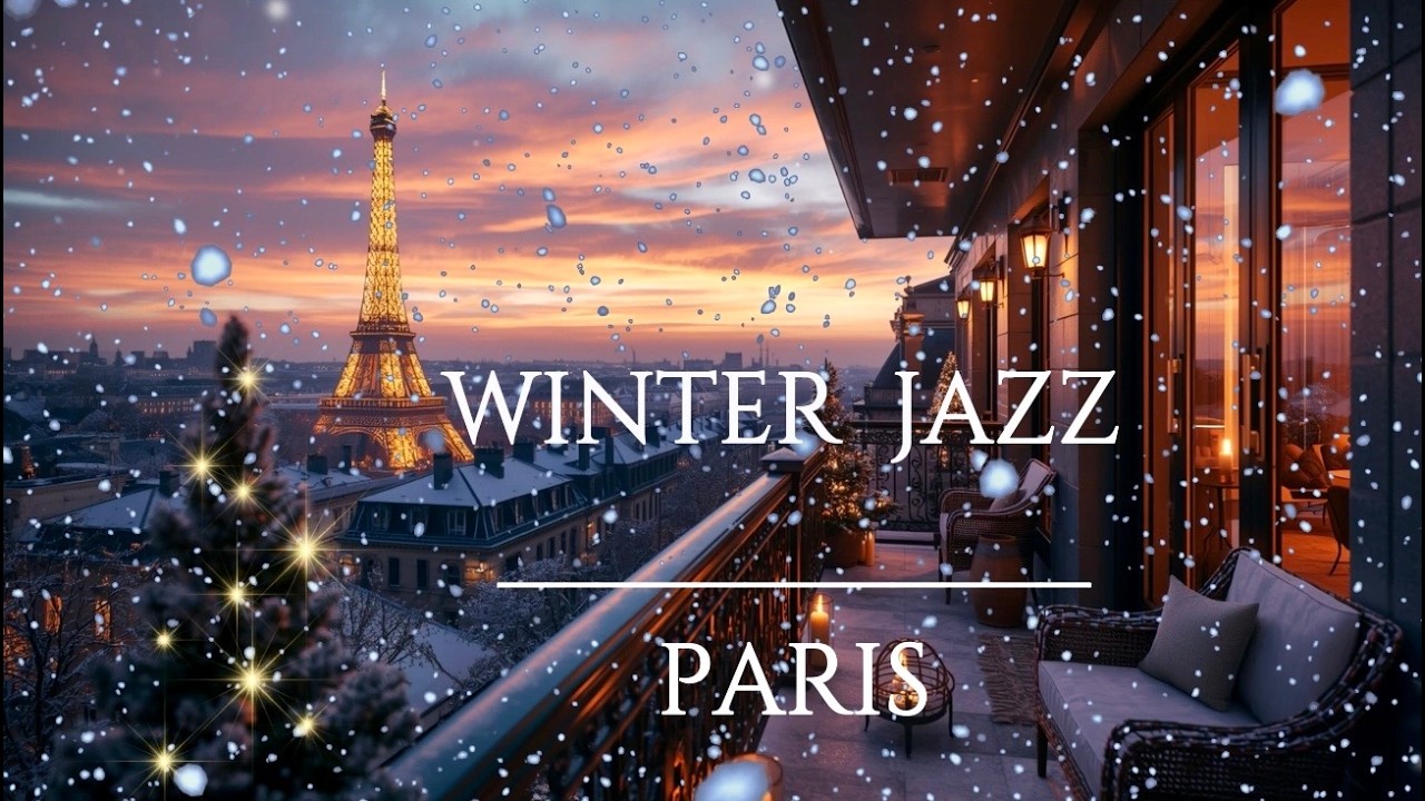Paris Fell Silent at Sunset ❄️ Soft Jazz, Snow & Winter Magic