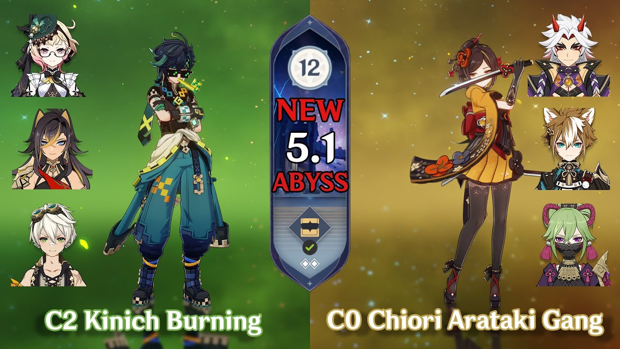 5.1 Spiral Abyss Floor 12 -  C2 Kinich and C0 Chiori - Genshin Impact