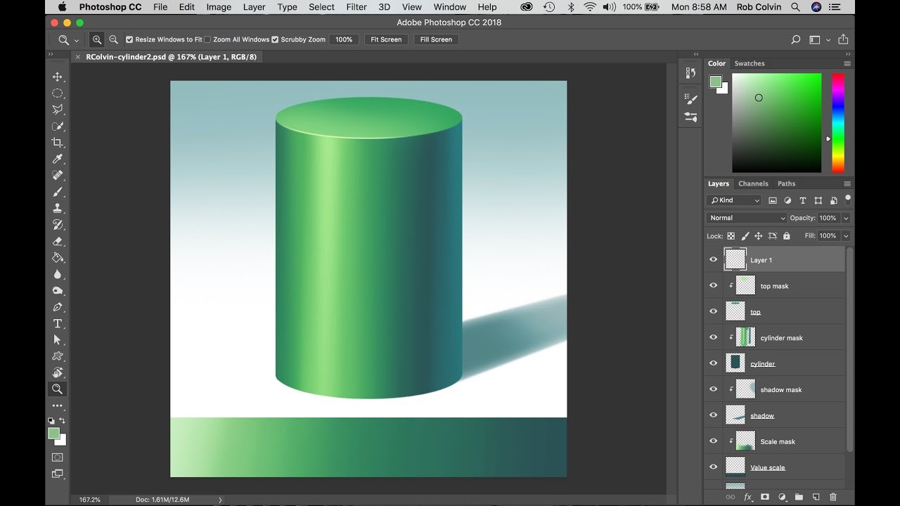 Painting a Cylinder in Photoshop CC