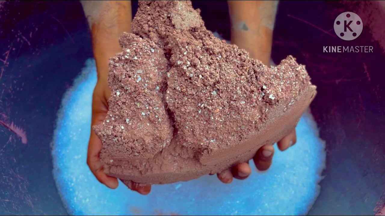 Red sand big chunks water crumbling #sandcement #satisfying