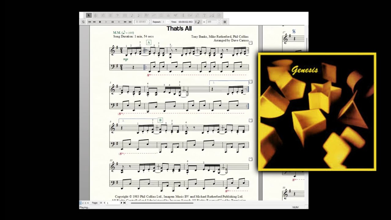 That’s All - Piano Sheet Music Arrangement (Genesis / Phil Collins)