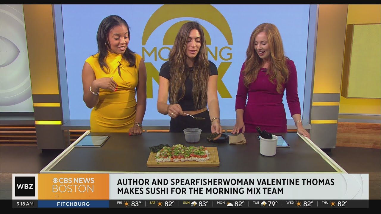 Author and Spearfisherwoman Valentine Thomas makes sushi for the Morning Mix team