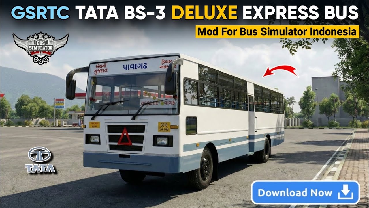 GSRTC Tata Deluxe express bus mod for Bus Simulator Indonesia. 