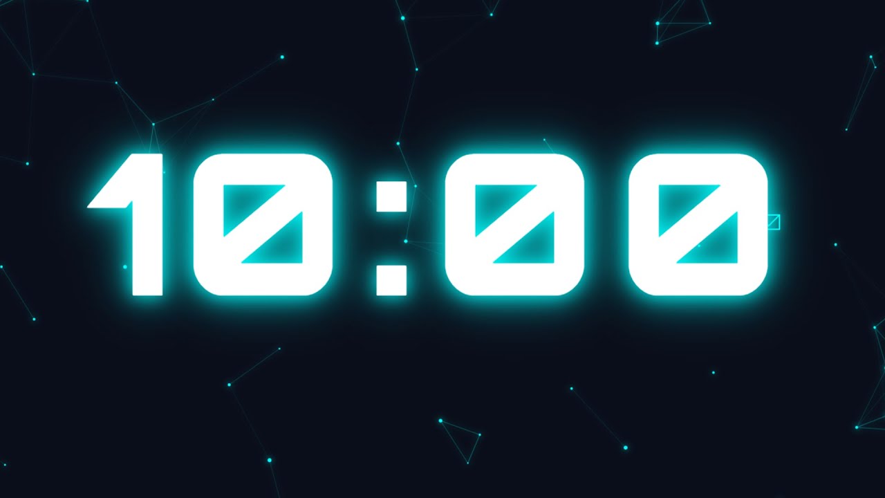10 Minute Countdown Timer | Glowing Neon Timer With Music | DevClock