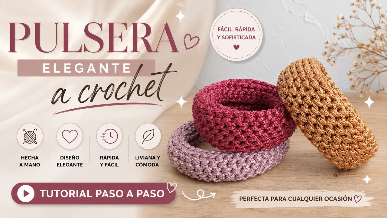 Pulcera Elegante a Crochet, Paso a Paso, Elegant Crochet Bracelet