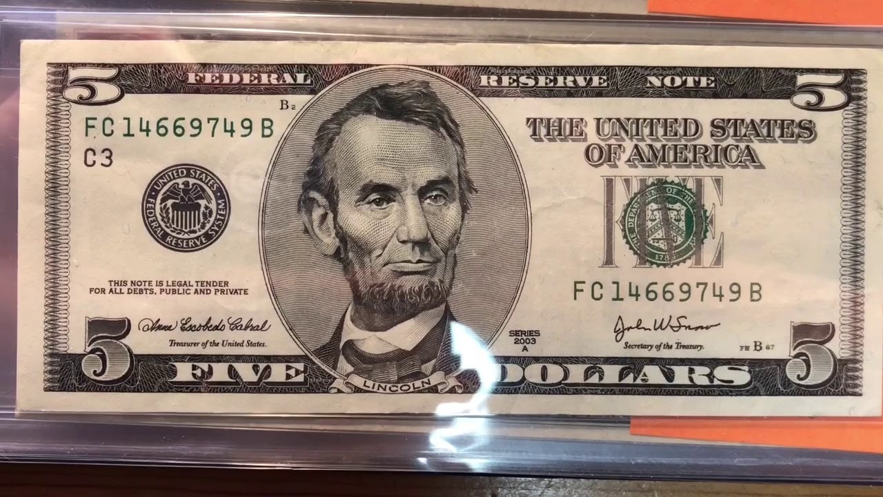 $5 Dollar Small Size Currency Collection
