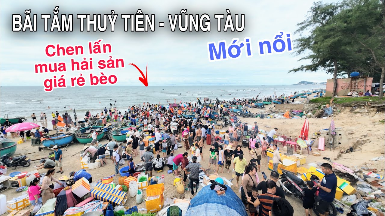Bãi Tắm Mới Nổi Thùy Tiên Ở Vũng Tàu Du Khách Nườm Nượp Kéo Về Chen Lấn Mua Hải Sản Tươi Rẻ Bèo