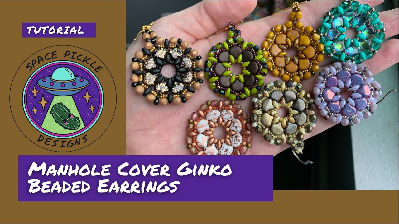 Manhole Cover Ginko Beaded Earring Tutorial