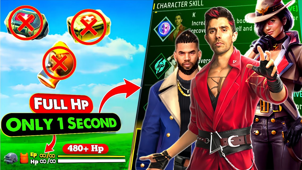 Best Unlimited Hp Character Combination In Free Fire || 480+ Hp Best Character Combination
