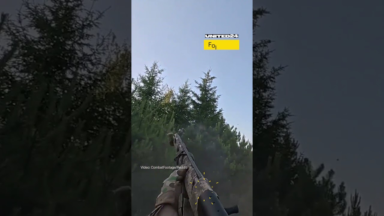 Ukrainian Soldier Shoots Down Russian FPV Drone That Was Chasing His Team #warinukraine #drone