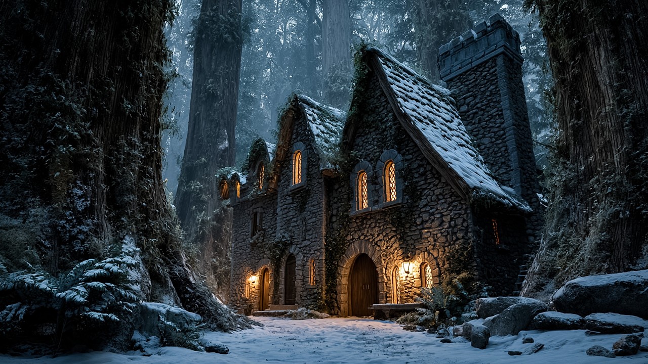 Snow-Covered Medieval Rooftops at Dusk | Medieval Celtic Music for Deep Sleep