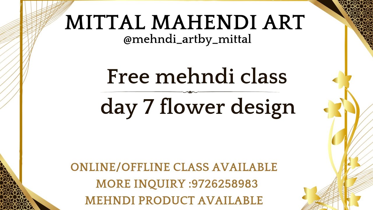 Free basic to bridal mehndi course (class day 7 flower design) #mehndi #hennaart #art #henna
