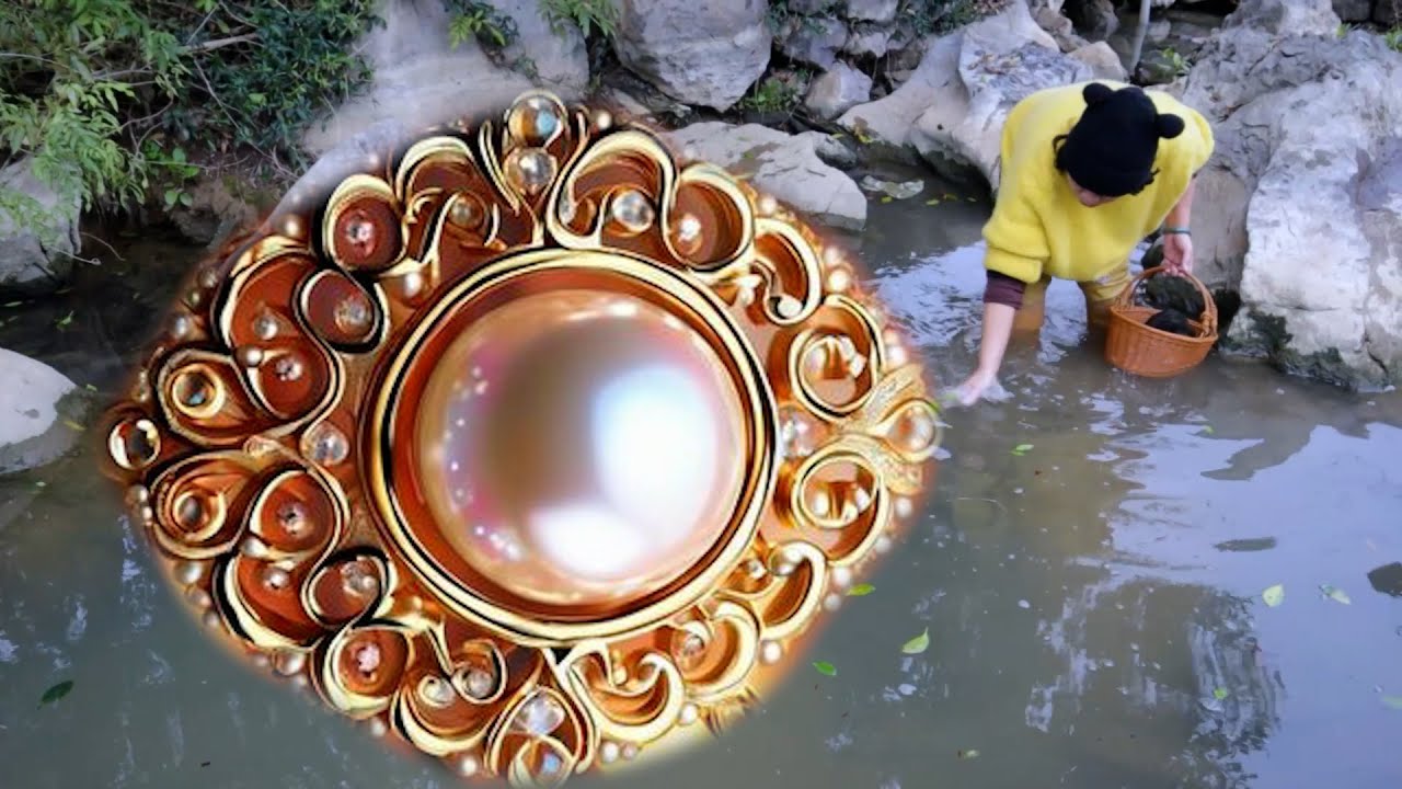 The pearls in the clam shimmered, and the girl went into the water to carry purple pearls