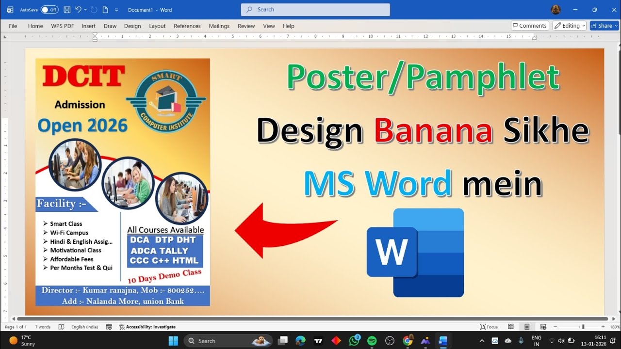 How to Make Poster & Pamphlet in MS Word | Beginners Guide (Hindi)