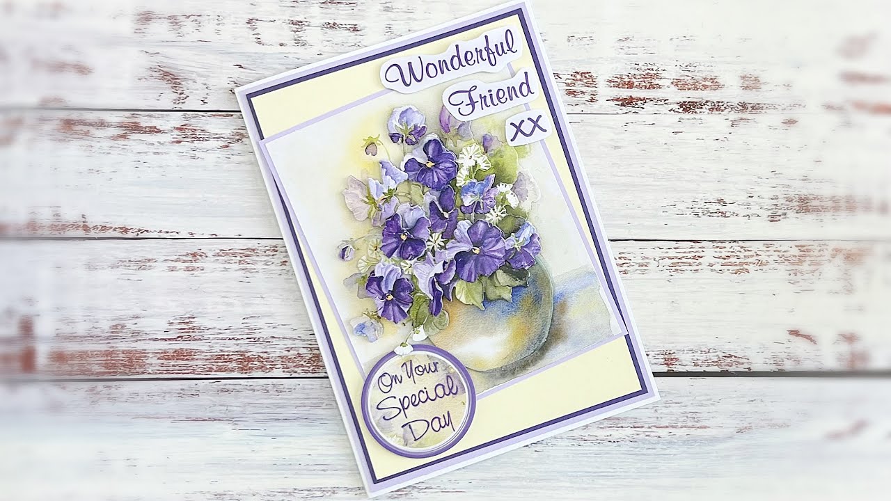 Vases of Pansies Birthday Card | 3D Die Cut Toppers