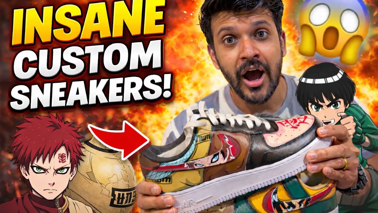 Naruto ! Guys mere custom anime art painted Nike aa Gaye !!  gara and rock Lee !! 