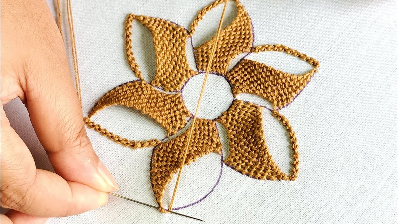 Hand Embroidery Flower Design,Needlepoint art,Flower Embroidery Pattern,Easy Trellis Stitch Tutorial