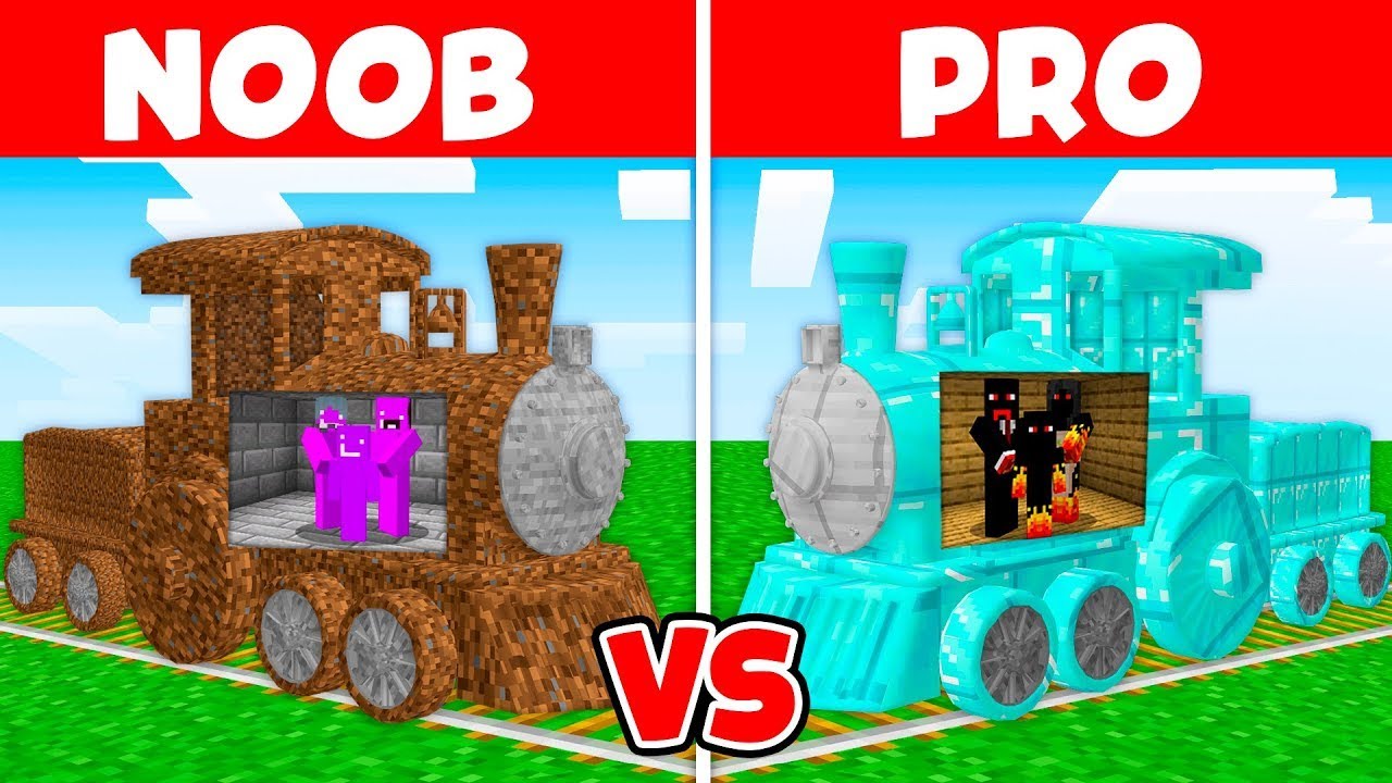 NOOB TRAIN VS PRO TRAIN BUILD BATTLE IN MINECRAFT