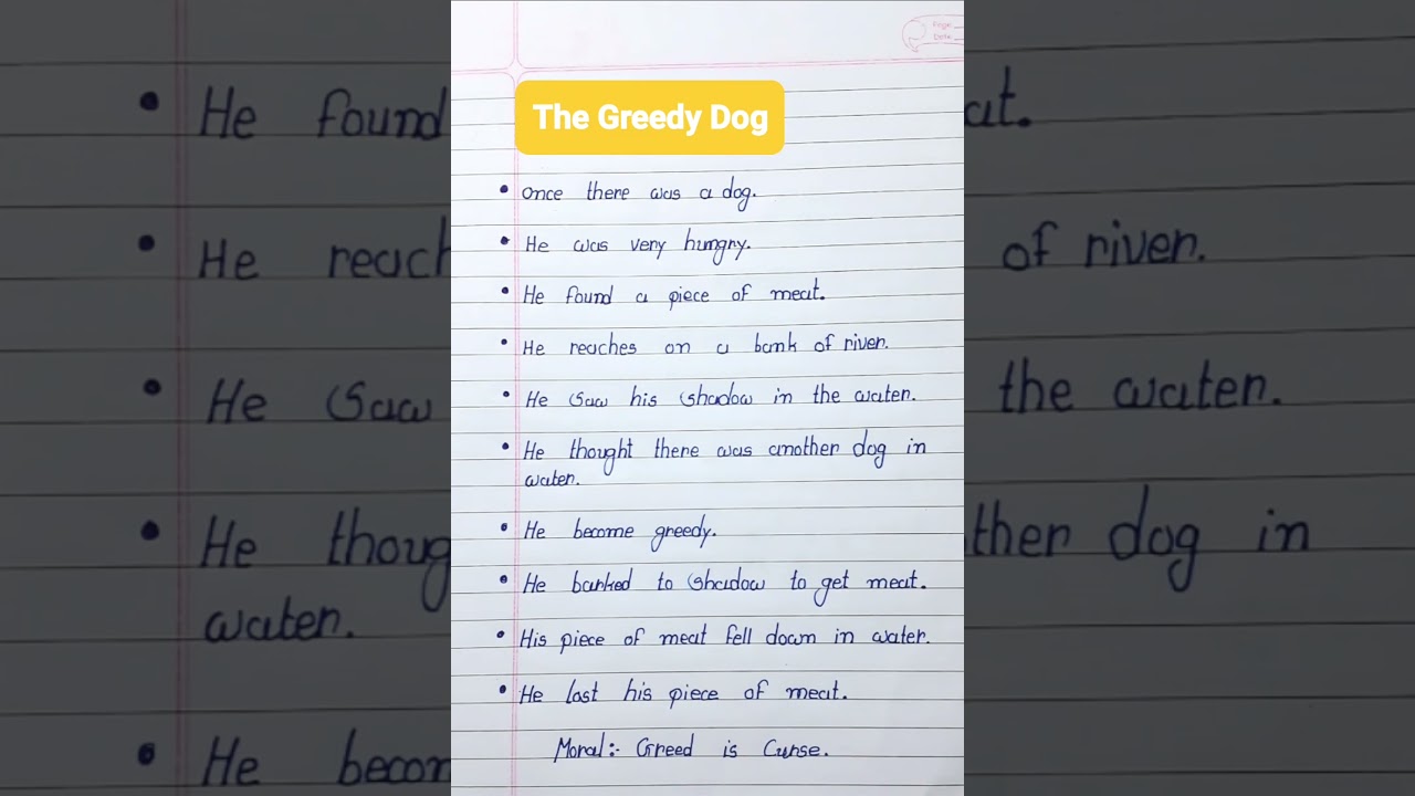 The Greedy Dog | 10 Lines Story On A Greedy Dog | The Greedy Dog Story For Writing