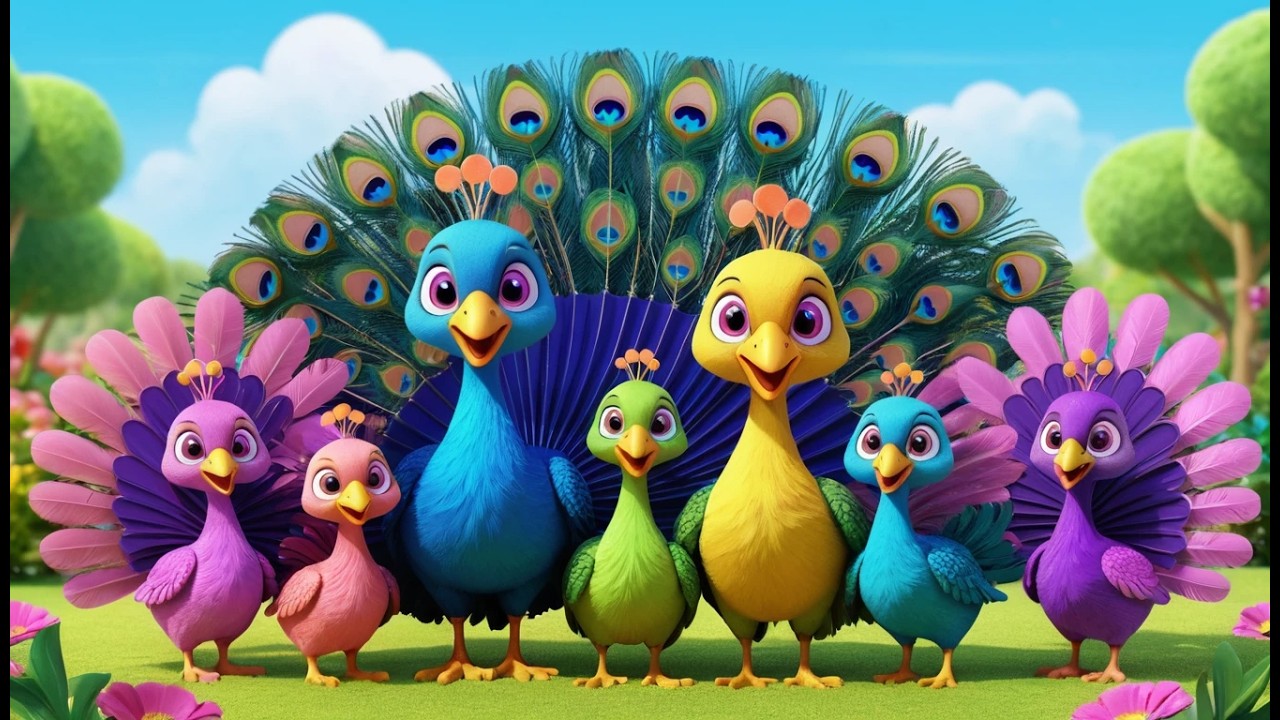 Five Little Peacocks Fan Fan Fan 🦚 | Beautiful Bird Songs & Colors for Kids