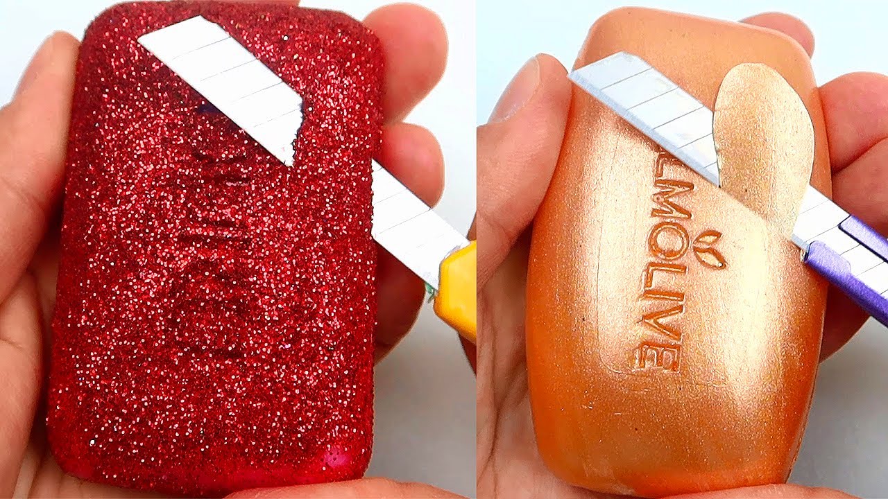 Relaxing Soap Carving. ASMR. Satisfying Soap Cutting-29