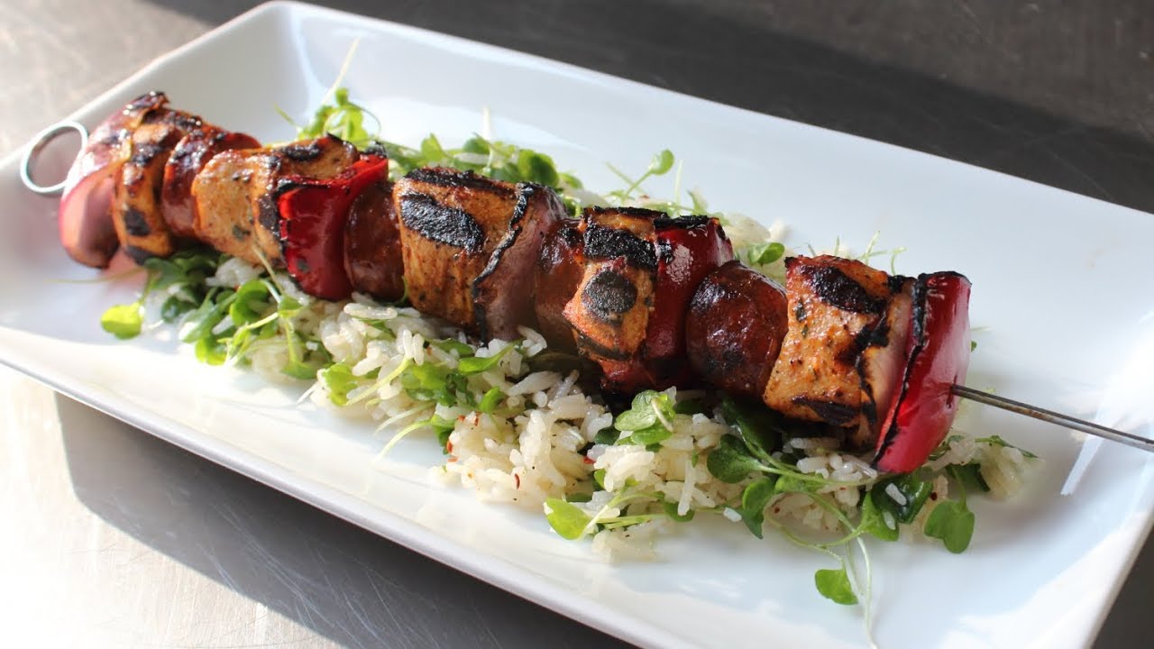 Grilled Chorizo & Chicken Skewers - Grilled Chicken & Sausage Kebabs