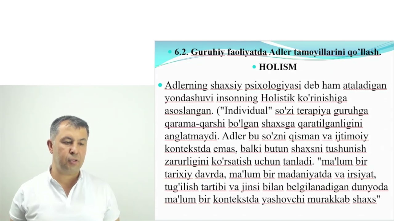 Ro'ziyev Umar Muzafarovich. Alder talqinidagi guruhiy konsultatsiya